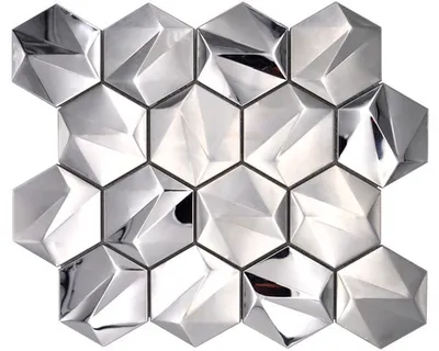 Produktbild von Metallmosaik HXM 40SB Hexagon 3D Stahl Titanium glänzend 25,7x29,7cm