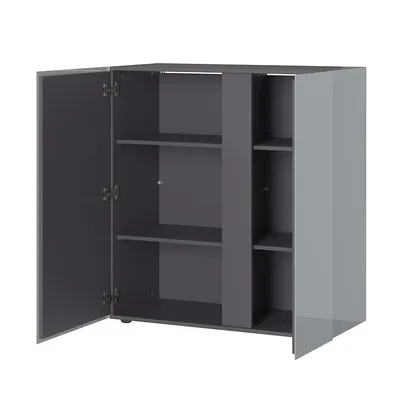Immagine prodotto di Comodà Germania 2526-587 GW-Mesa, in grafite/grigio argento, con ripiano in vetro, 94 x 103 x 43 cm (LxAxP)