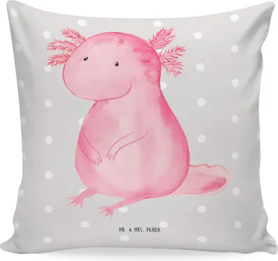 Produktbild von Mr. & Mrs. Panda Sofakissen Axolotl Niedlich - Grau Pastell - Geschenk, Freundin, Lebensweisheit, Weisheit, Sofa Kissen, für, Zierkissen, kuschelkissen 40x40, Lebensstil