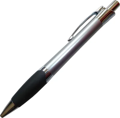 Produktbild von Kugelschreiber aus Metall / mit Griffgummimanschette / Farbe: silber
