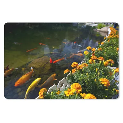 Produktbild von MuchoWow® Mauspad Mousepad Koi-Karpfen in einem Teich mit Blumen 27x18 cm - Mousepads - Maus Mat - Pad - Mausunterlage - Büroartikel - Desk Matten