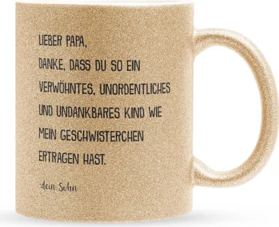 Produktbild von 22Feels Glitzertasse Gold Papa Geschenk von Sohn Vatertag Vater Geburtstag Weihnachten Kaffeetasse Männer Haferl Geschenkidee Bürotasse