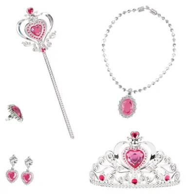 Produktbild von Toi-Toys 12853A - Princess Friends Schmuckset - Prinzessin (6-teilig) Tiara Kette Zauberstab Ohrringe Herz
