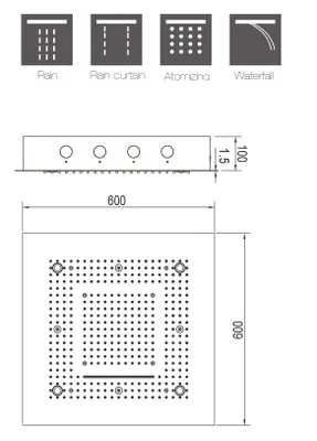 Produktbild von Soho Regendusche 60x60 LED Wasserfall & Nebel mit Einbaurahmen