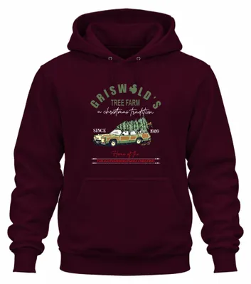 Zdjęcie produktu dla Griswold's Tree Farm Family Christmas - Weihnachten Xmas Uni Bluza z kapturem Kapuzenpullover, bordowy, M