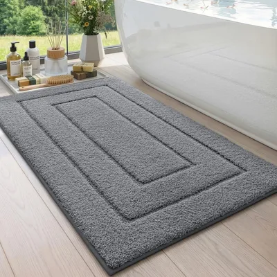 Productafbeelding van Antislip badmat van microvezel, grijs, 60 x 110 cm, absorberend, machinewasbaar