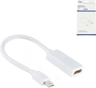 Produktbild von DINIC Adapter Mini DisplayPort Stecker auf HDMI-A Buchse, weiß, 0,15m