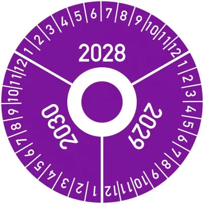 Produktbild von Dreifke® Prüfplakette 3 Jahre 2028/2029/2030 mit Monaten, Folie, Ø 40 mm, 10 ...