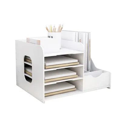 Produktbild von Ablagekorb Dokumentenablage Briefablage Schreibtischregal  Organizer Bücherregal Weiß