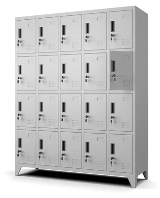 Produktbild von Muralo Metallschrank Mehrzweckschrank Kleiderschrank Sozialraumschrank Schrank für Schule Stahl Hellgrau 20 Fächer