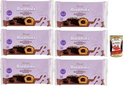 Produktbild von Bauli, Buondì Ricoperto al Cioccolato, Kuchen Süßer Snack n mit Schokoladenfüllung 6x 276g + Italian Gourmet polpa 400g
