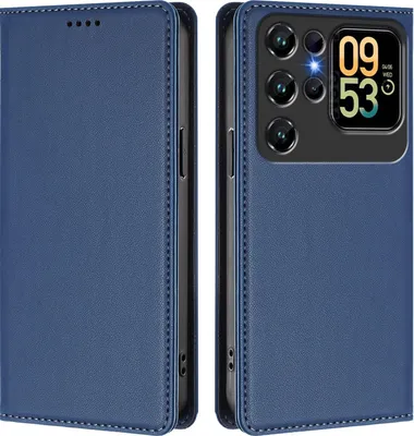 Produktbild von Handyhülle für Oukitel C62 / C62 Pro, Kunstleder Klapphülle Stoßfeste Magnetische Hülle mit Ständer Dunkelblau