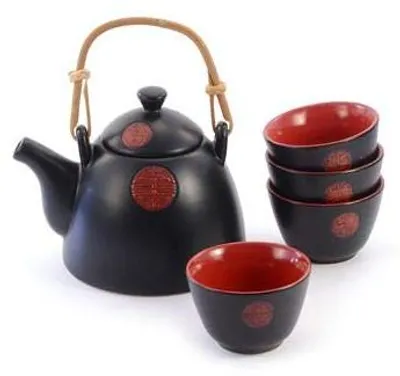 Teeservice 5-teilig, Kanne 700 ml, 4 Tassen 125 ml, Keramik