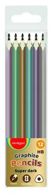 Image de Crayons HB triangulaires métallisés Keyroad, lot de 12