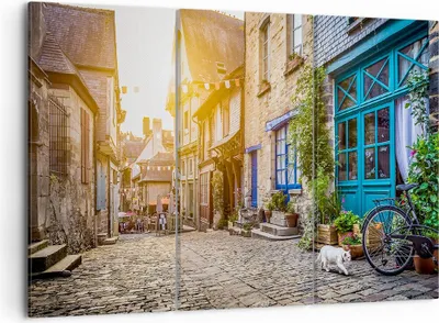 Produktbild von Bild auf Leinwand - Leinwandbild - stadt straße katze - 105x70cm - Wand Bild - Wanddeko - Leinwanddruck - Bilder - Kunstdruck - Wanddekoration - Leinwand bilder - Wandkunst - CE105x70-3711