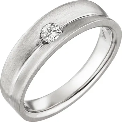 Produktbild von Gr. 56 Damen Ring 950 Platin matt 1 Diamant Brillant 0,13ct. Platinring