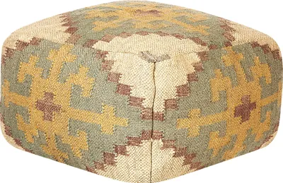 Obrázek produktu pro BELIANI Taburet vícebarevný juta a vlna 50 x 50 cm orientální vzor čtvercový puf na sezení