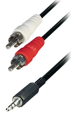 Produktbild von Transmedia Verbindungskabel; 2x Cinchstecker - Klinkenstecker 3,5 mm stereo, 10,0 m, A 49-10