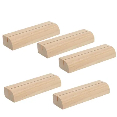 Obrázek produktu pro 5Pcs dřevěný držák vizitek Foto Display Stand Poznámka Clamp Office Sign In Supplies (Light Color ) (Light Color )