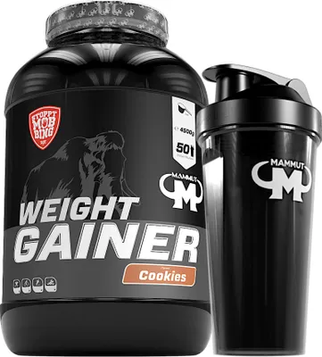 Produktbild von Mammut Nutrition - Weight Gainer 4500 g Dose - 50 Portionen + GRATIS Protein Shaker, Geschmack: Cookies