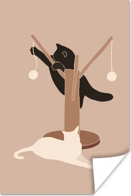 Produktbild von MuchoWow® Poster Kratzbaum - Katzen - Minimalismus - Pastell 20x30 cm - Papierdruck