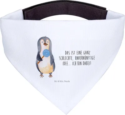 Produktbild von Mr. & Mrs. Panda Halstuch Für Hunde Pinguin Lolli - Weiß - Geschenk, Gauner, Hunde-Halstuch, Tuch, Rabauke, Unvernünftig, Hundeschal, Hund, Süßigkeiten