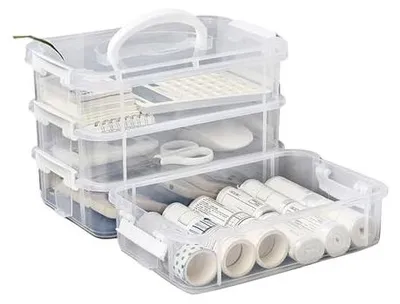 Image de Conteneurs de rangement empilables pour bureau, idéaux pour l'organisation