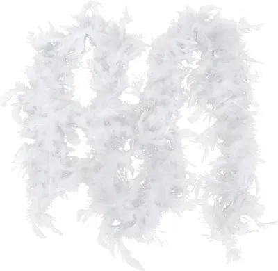Produktbild von Weiße Feder-Girlande, 2 Meter, mit Weihnachtsband, für Baumdekoration, Party & Festdekoration