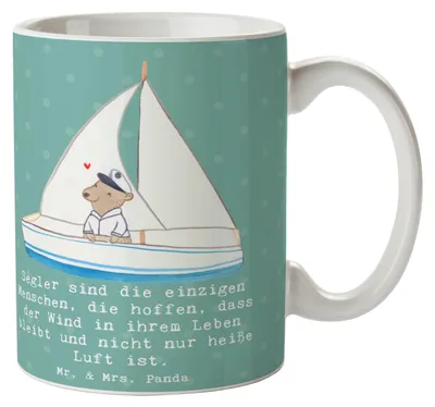 Produktbild von Mr. & Mrs. Panda Teebecher Segeln Lebenswind - Meeresbrise - Geschenk, Pott, Teamarbeit, Taktik, Sportler, Sport, Teamsport, Geschenke, Tasse, Abenteuer, Dekotasse