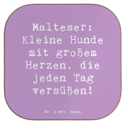 Produktbild von Mr. & Mrs. Panda Holzuntersetzer Spruch Malteser Herz - Lavendeltraum - Geschenk, Herzöffner, Hunderassen Eigenschaften, Hunderasse, Untersetzer für Gläser, treuer Freund