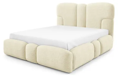Immagine prodotto di Letto imbottito con contenitore e testiera imbottita, modello Puffra, rivestito in velluto, dimensioni 180 x 200 cm