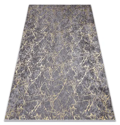 Image de Tapis lavable MIRO 11111.2103 Marbre, glamour antidérapant - gris foncé / or gris 80x150 cm