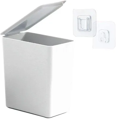 Imagen del producto de Ibenzoa®: Pequeño cubo de basura de lujo para mesa, con tapa, de 1,2 litros, compacto y fabricado con ABS reforzado, ideal para escritorio, comedor, dormitorio y oficina