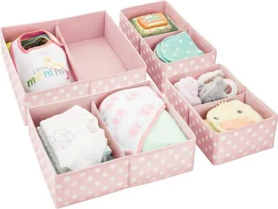 Produktbild von Aufbewahrungsbox Stoffkisten Organizer mDesign 2er Set rosa/weiß gepunktet