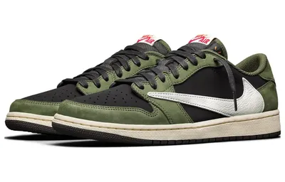 Immagine prodotto di Air Jordan 1 Low OG Travis Scott, colorazione "Olive Green", taglia EU:45