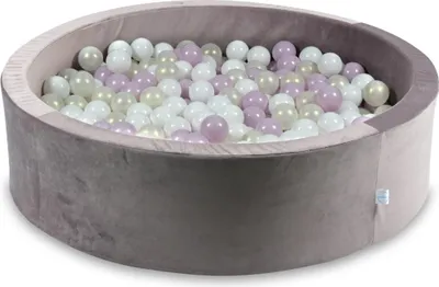 Image de Piscine à balles 400 pièces 110x30 velours violet : blanc, perle rose clair, opalescent