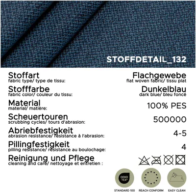 Productafbeelding van xonox.home Hera, 2,5-zitsbank, donkerblauw, afmetingen: 203x92x94 cm