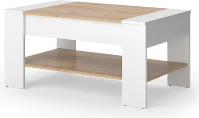 Immagine prodotto di Tavolino Vicco August Rovere bianco/dorato 99.6 x 58.8 cm con cassetto, Model 55596