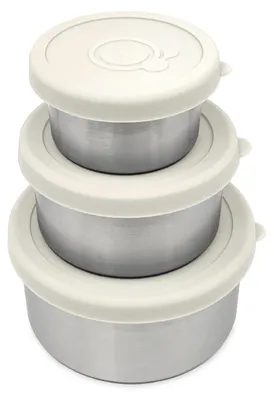 Produktbild von Smikkels Edelstahl Snackboxen Set - 3 Stück weiß - 110/220/400 ml BPA-frei