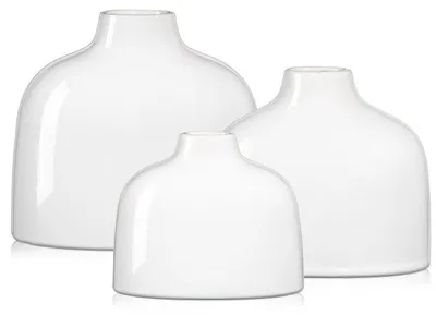 Produktbild von Dekovase 3er Set Keramik Weiß Handgefertigt verschiedene Größen 11,5-16,5 cm