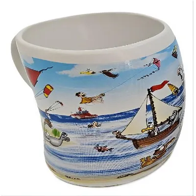 Produktbild von Gebogener Becher witzige Tasse aus Porzellan maritime Kaffeetasse
