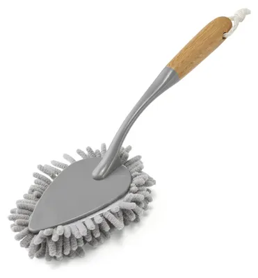 Immagine prodotto di Piumino per spolverare Addis in ciniglia con manico in bambù, grigio/legno, 8 x 4 x 33,5 cm