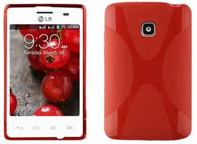 Produktbild von Cadorabo Handyhülle für LG L3 II (1. SIM) in Rot Hülle Schutzhülle TPU Silikon Backcover Case