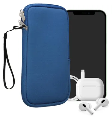 Produktbild von kwmobile Neopren Handytasche für Smartphones XXL - 7" - Handy Tasche mit Reißverschluss - Handyhülle universal Baltik Blau