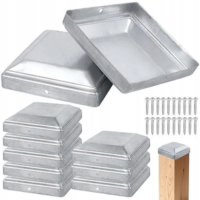 Zdjęcie produktu dla Zaślepki do słupków 7X7 cm stalowe ocynkowane ogrodzenia 10 sztuk