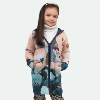Produktbild von Belmil Sparrow Strickjacke lang Cardigan Knit Pullover Kapuzenpullover mit Reißverschluss Kinder mädchen, Größe: 122