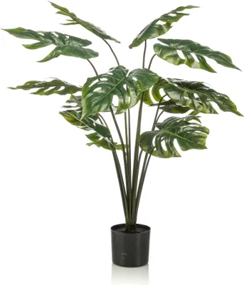 Produktbild von künstliche Monstera Topfpflanze mit 8 Blättern H.110cm Emerald Zimmerpflanze