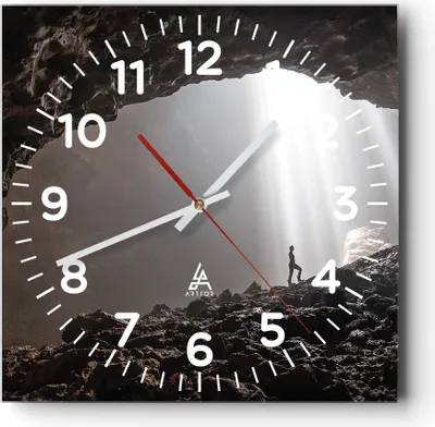 Produktbild von Wanduhr - Quadrat - Glasuhr - Höhle Morgendämmerung Frau - 40x40cm - Schleichendes Uhrwerk - Lautlos - zum Aufhängen bereit - Dekoration Modern - Wanddekoration aus Glas - C4AC40x40-4468