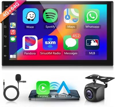 Image de Autoradio compatible avec CarPlay - Autoradio compatible avec Android Auto - Autoradio multimédia 2-DIN - Autoradio CarPlay sans fil