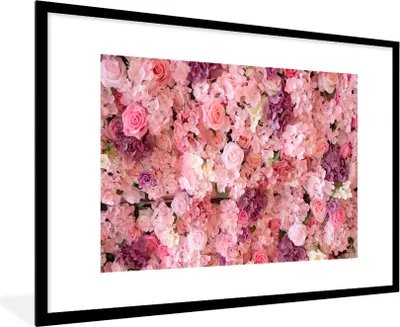 Produktbild von MuchoWow® Gerahmtes Poster Blumen - Rosa - Rosen 90x60 cm - Poster mit Schwarzem Bilderrahmen Wandposter Rahmen Foto Bilder - Wanddekoration - Fotos